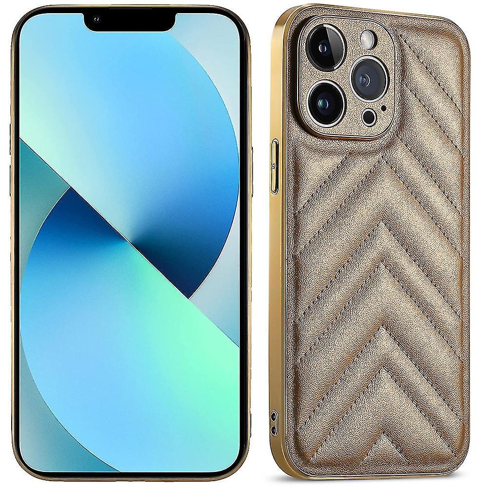 Leather Soft Phone Case For Iphone 13 Pro Max Gold
