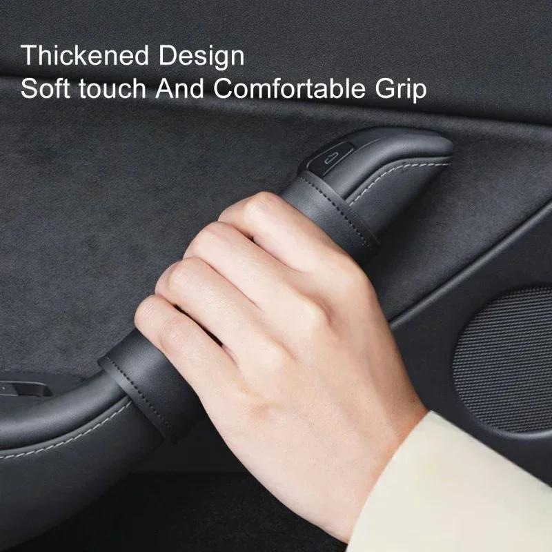 Door Inner Handle Protector Cover for Tesla Model 3 Model Y Juniper 2025 Leather Door Handle Gloves Car Interior Accessories