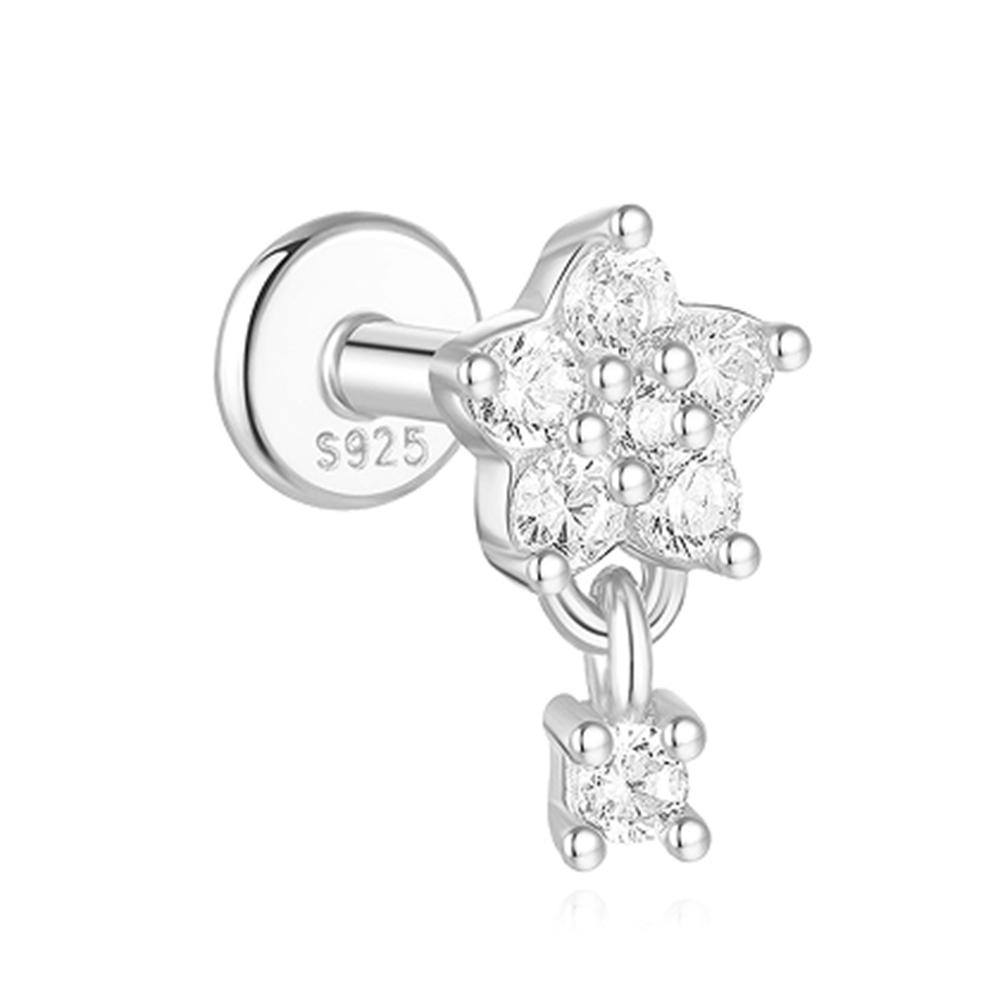 925 Silver Full Ear Dainty Piercing Ear Lobe Stud Earring for Women Helix Flat Earring Ear Bone Studs Fine Jewelry