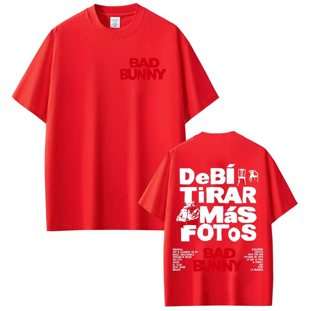Тур Bad Bunny Debi Tirar Mas Fotos DTMF Мерч Футболки Мужская Мода Поклонники Поп-Музыки Подарок Футболка с коротким рукавом