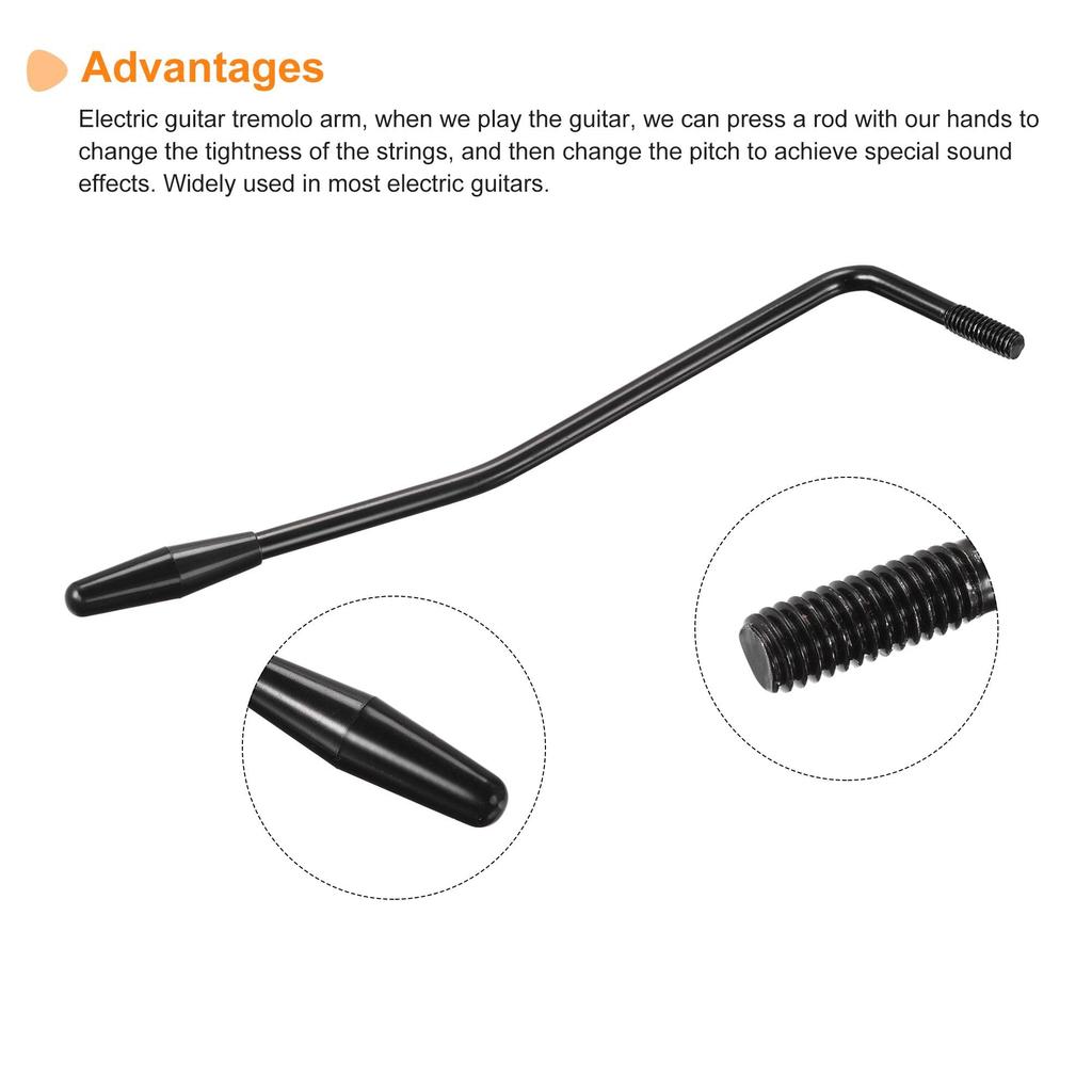 Uxcell Одинарный рычаг тремоло Черный резьба 5 мм с наконечником M6 для электрогитары 2 шт.