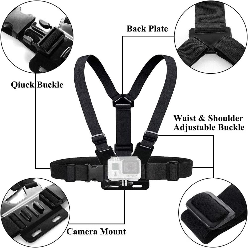 Chest Strap Mount Belt for Gopro Hero 12 11 10 9 8 7 6 5 4 Insta360 R X2 DJI OSMO Action Camera Harness for Go Pro Accessories