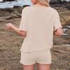 Women's Summer Fashion Beach Round Neck Casual Loose Short Sleeve Shorts Suit