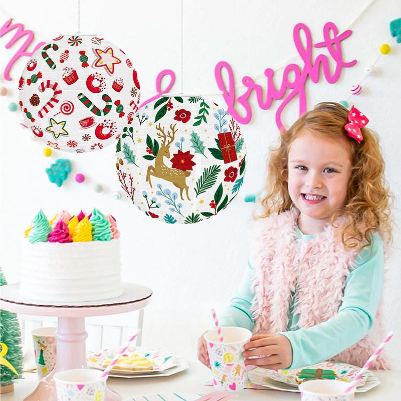 Christmas Hanging Lantern Chinese Paper Ball Lampion Christmas Festival Decoration Santa Xmas Gift Craft Decor Christmas Tree