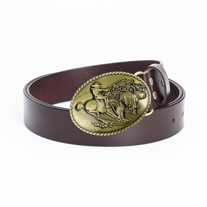 Ремень Western Denim Fashion Casual для мужчин, цельный двухслойный ремень из коровьей кожи, популярный ремень