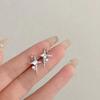 Exquisite Zircon Flower Stud Earrings for Women French Style Sweet Silver Color Star Ear Studs Simple Casual Versatile Jewelry