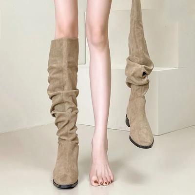 Но детские осенние новые ботфорты на толстом каблуке, модные и удобные остроносые ковбойские ботинки в западном стиле