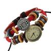 Sweet And Cute Girl Jewelry+birthday Gift+punk Genuine Leather Bracelet Watch+red Cowhide Bracelet Watch
