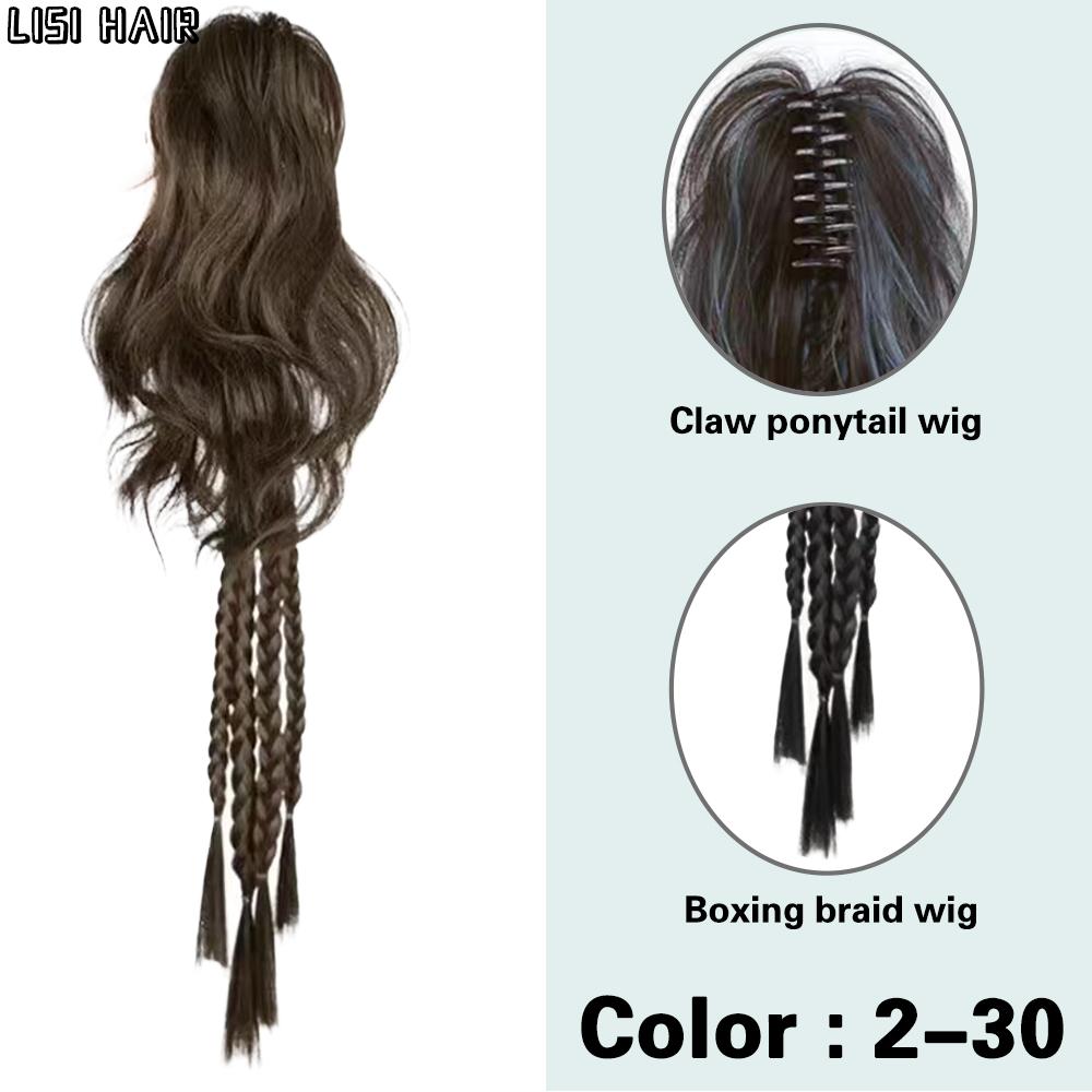 XINRAN 24-дюймовые синтетические длинные волосы, коса, хвост, вьющиеся волосы, булочка, парик, зажим для волос, водопад, половина хвоста, наращивание, аксессуары для волос