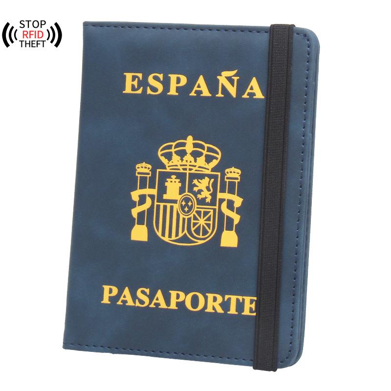Luxury Spanish Anti-Magnetic Leather Passport Holder with Multi-Card Slots