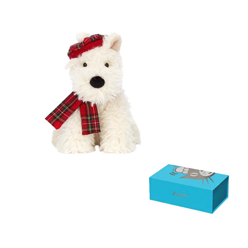 Jellycat Рождественская Коллекция Монро Шотландский Терьер Вест Хайленд Вайт Терьер Лимитированный Наряд Атмосфера Милая Кукла Плюшевая Кукла Высота 20 см