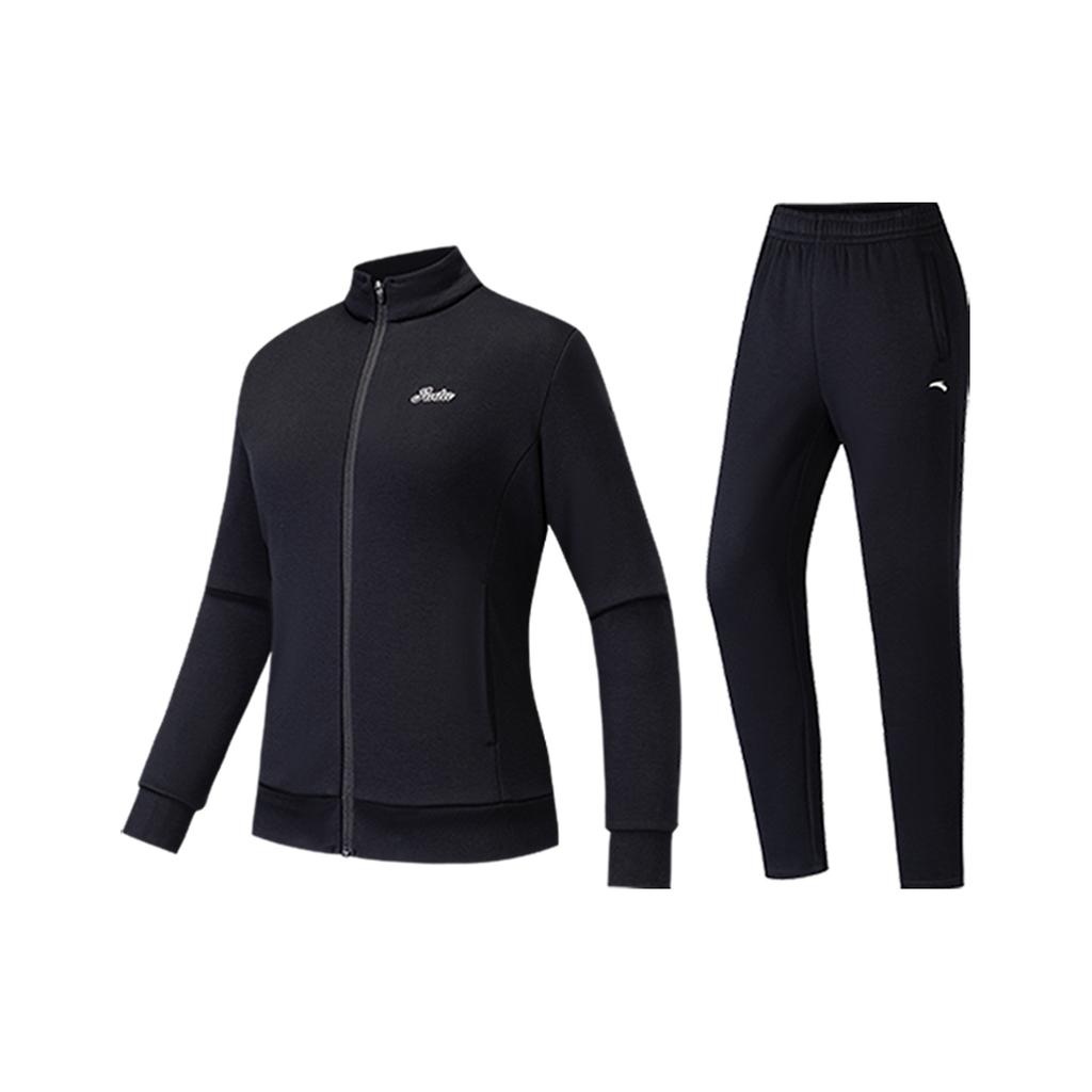 Anta Outdoor Hiking Sports Comfortable Fashion Simple Urban Commuting Fleece Warm Casual Suit Women Suit Basic-Black 962617202N-3