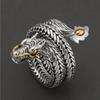 Cool Men Golden Dragon Rings Silver Color Fashion Red AAA Zircon Hip Hop Motorcycle Punk Party Jewelry Gift Size 6-13 Wholesale