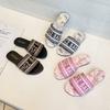 Летняя мода, новые однотонные унисекс-тапочки с буквами, легкие детские повседневные туфли большого размера на плоской подошве с круглым носком, удобные тапочки