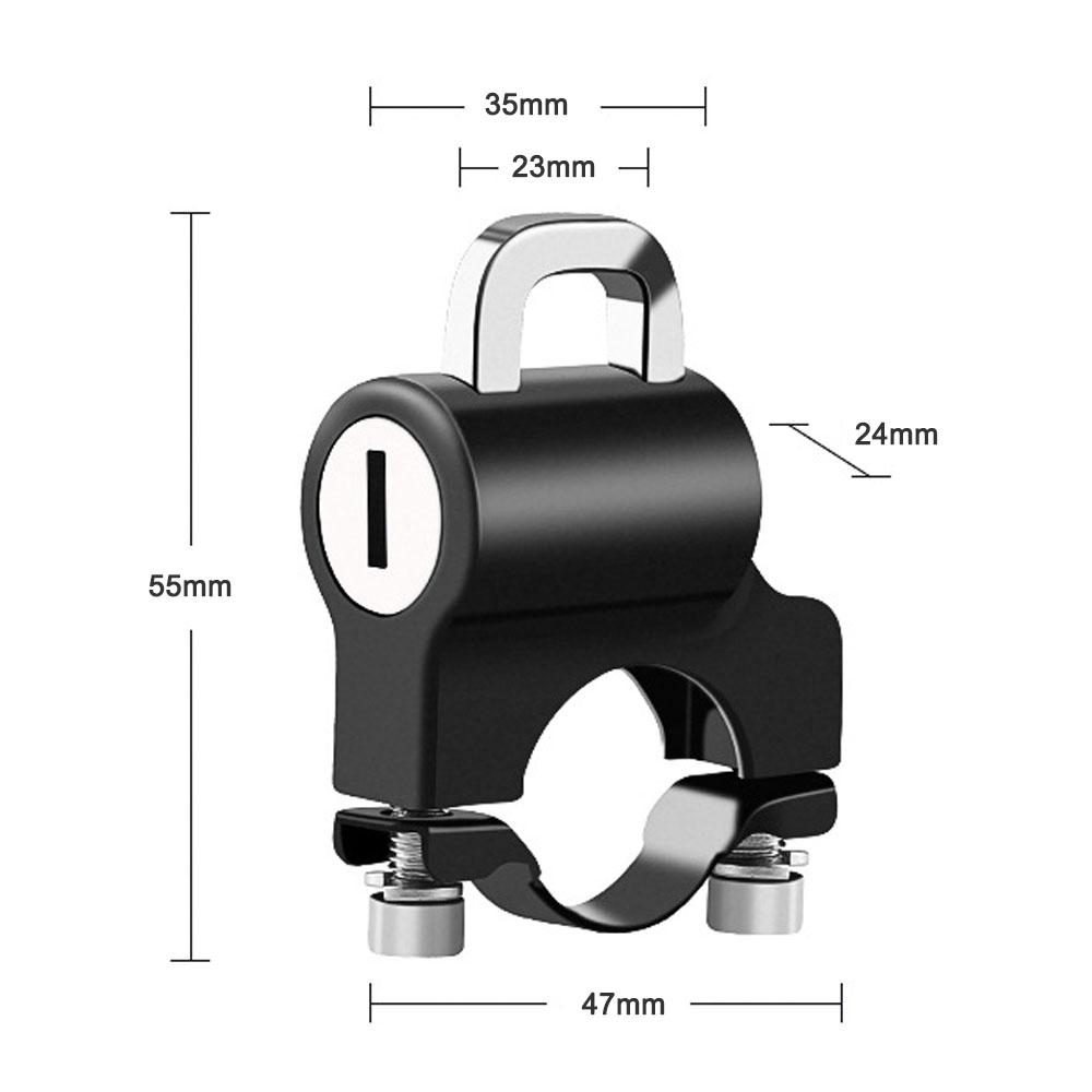 Mini Portable Helmet Lock Anti Theft Safety Lock All Metal with 2 Keys for 22 24mm Handlebar Bike Motorcycle Electric