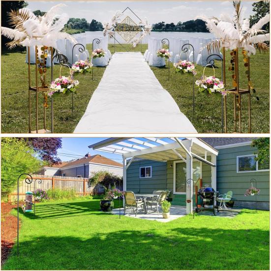 Outdoor Shepherd Hook Heavy Duty Metal Garden Hook with 2-Prong Base Detachable Shepherds Hook for Solar Lights Plant Baskets Lanterns Bird Feeders