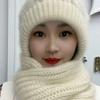 Winter Womens Warm Double Layer Padded Thickened Hat Scarf One Knitted Hat Wool Knitting Net Explosion Models Wind Snow Beanies Hats