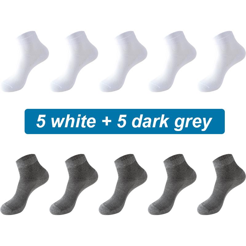 10 пар мужских сетчатых носков из органического хлопка, дышащие, новые черно-белые деловые носки, повседневные спортивные носки весна-лето для мужчин, высокое качество, большие размеры, EUR38-45