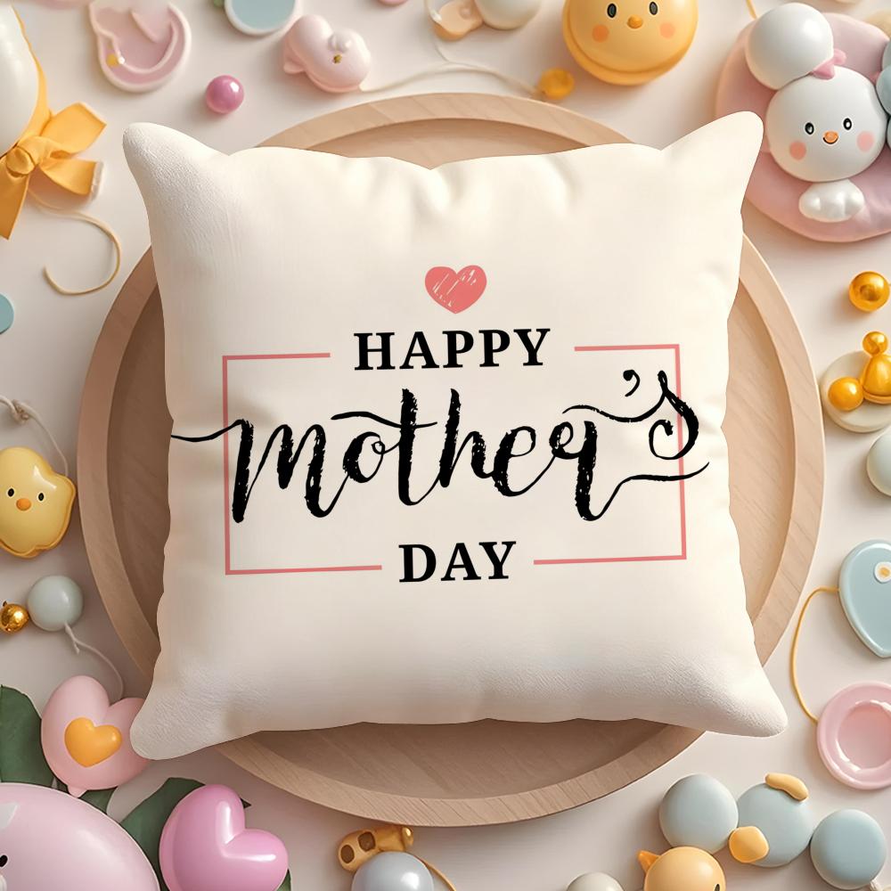 Mother'S Day Cushion Cover Plush Fabric Soft Double-Sided Printed Sofa Warm Winter Home Gift Pillow Case