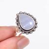 Blue Lace Agate - Namibia Gemstone 925 Sterling Silver Ring V9477, Blue Ring, Pear Ring, Valentin's Day Gift, Gift For Her, Birthday Gift, Handmade Je