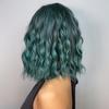 HENRY MARGU Косплей Лолита Короткие волнистые парики Боб с челкой Зеленые синтетические парики для женщин Натуральные термостойкие рождественские парики