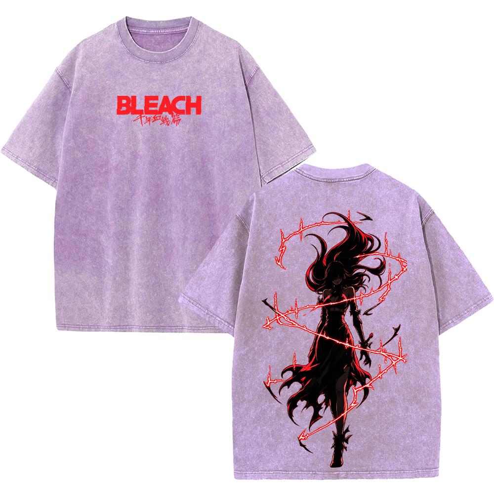 BLEACH Аниме Орихиме Иноуэ Футболка Модная Винтажная Стиранная Оверсайз Футболка Мужская Женская Одежда С коротким рукавом 100% Хлопок Футболка Топ