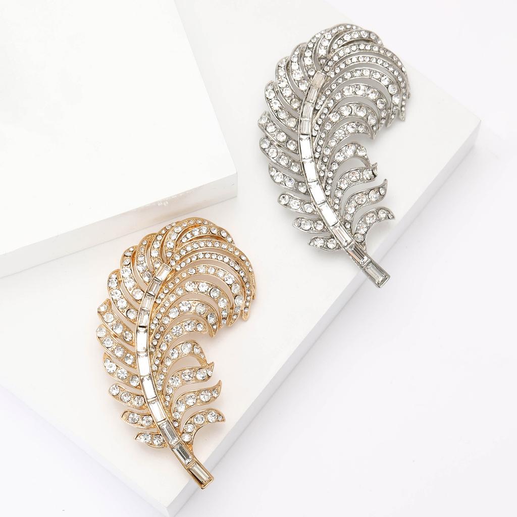 Тяжелая промышленность сплав горный хрусталь большая брошь в виде пера высокого класса модная женская одежда корсаж ювелирные изделия булавка