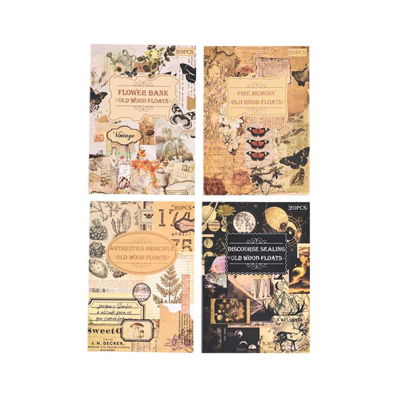 20 Sheets/pack of Old Wooden Floating Stickers, Hand Account Stickers, Waterproof Hand Account Materials, Creative Stickers