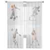 Ball Game Pose Printed Tulle Curtains Fashion Sheer Window Drapes for Living Room Balcony Modern Home Decor
