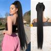 32 Inch Black Ponytail Extensions, Long Straight Fake Pony Tail Extension Synthetic Heat Resistant Hairpiece