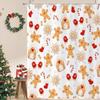 Pink Christmas Shower Curtain, Xmas Cartoon Cute Gingerbread Man House Snowflake Winter New Holiday Bathroom Curtain Waterproof