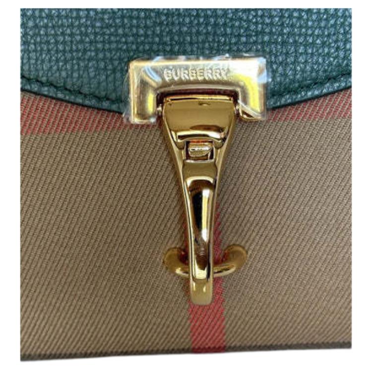 Burberry Check Print Flap Closure Small Calfskin Crossbody Shoulder Bag Women bags Green 80801611