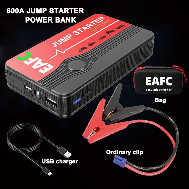 EAFC 2000A/600A Пусковое устройство Портативный Power Bank 12В Усилитель автомобильного аккумулятора с двойными USB-портами и светодиодным фонариком Быстрая зарядка