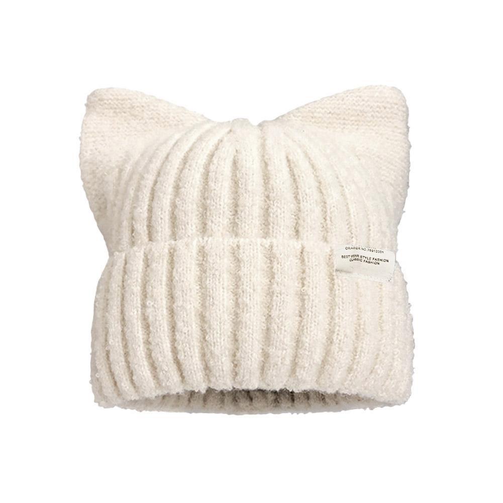 Fashion Cat Ear Hat Cute Beanie Hat Knit Winter Cap Warm Slouchy Crochet Hat For Women Girls Ski Cycling Snowboard Travel