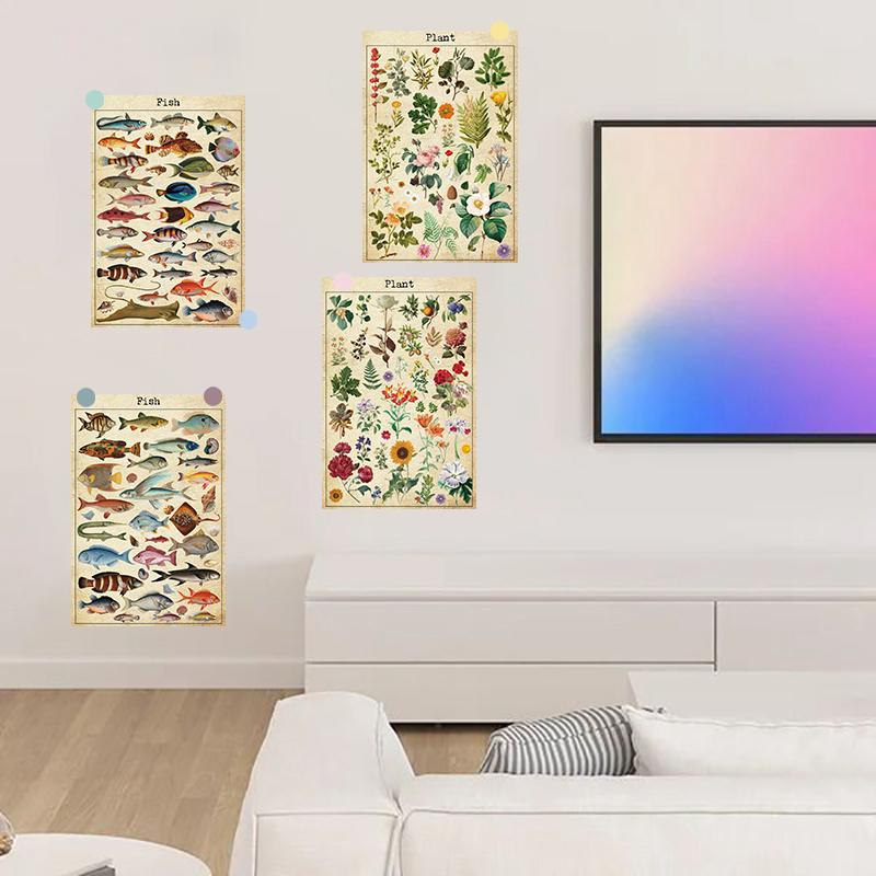 10 шт. Винтажные натуральные карточки-постеры Наклейка Сделай сам Комната для фотографий Мультяшное искусство Реквизит для фотографий Коллаж Декоративные наклейки для стола