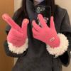 Модные трикотажные перчатки для сенсорных экранов для женщин, зимние теплые перчатки с плюшевой отделкой, ветрозащитные спортивные варежки для езды на велосипеде, плюшевые утолщенные мягкие перчатки с закрытыми пальцами