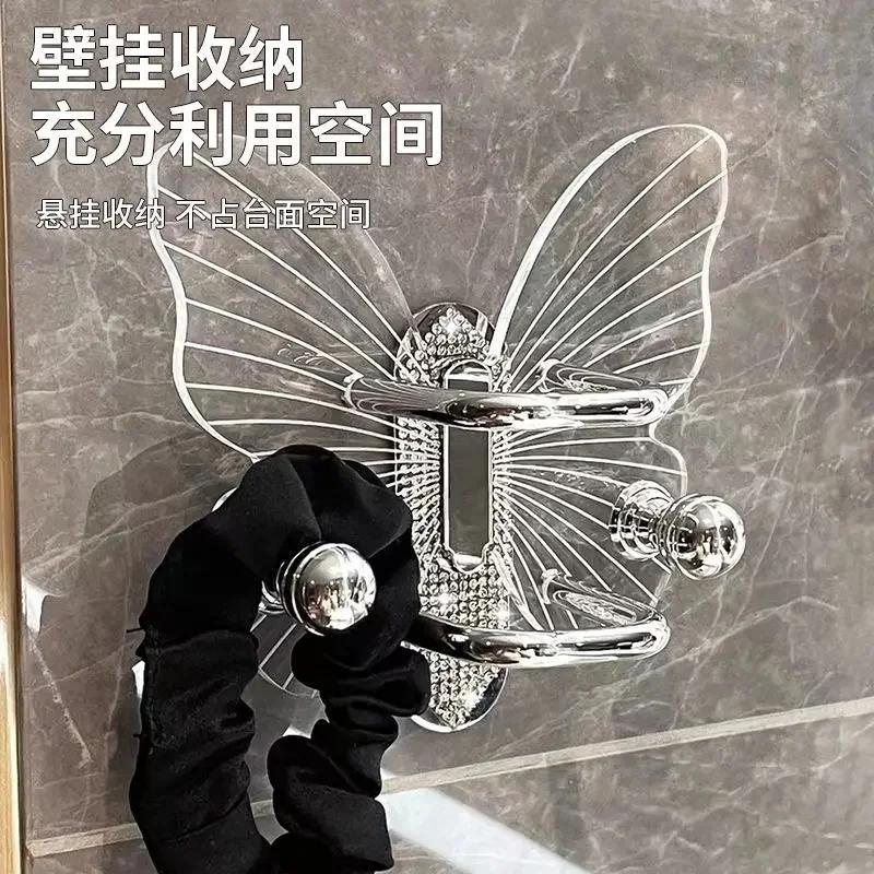 Легкая роскошная полка для хранения расчесок-бабочк, настенная, без перфорации, шнурок для ванной комнаты, резинка для волос, крючок для хранения колец для волос