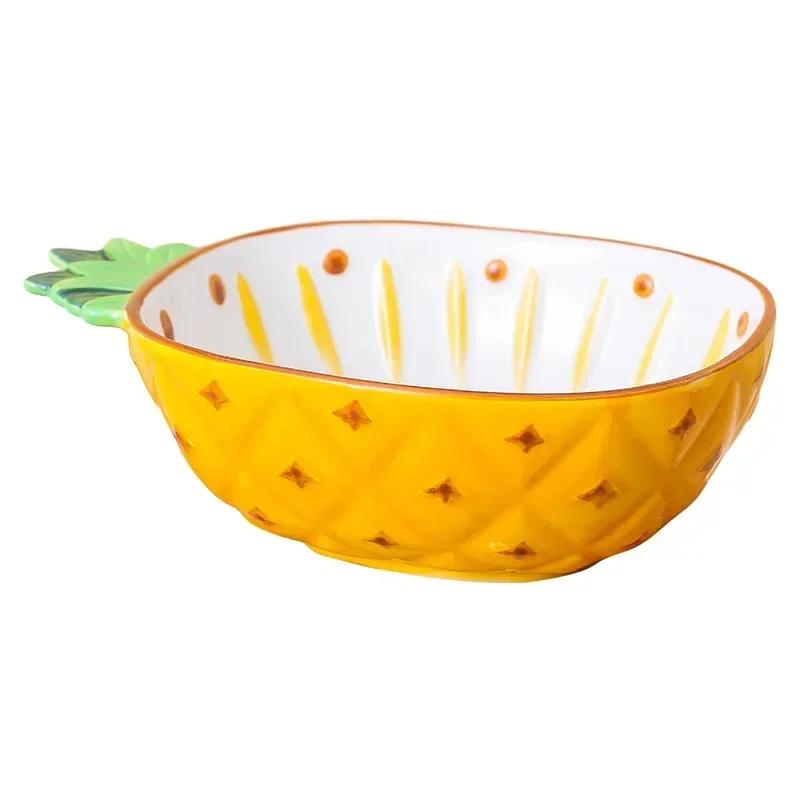 Fruit Shape Hand-painted Ceramic Tableware Pineapple Strawberry Lemon Shape Rice Bowl Fruit Salad Plate Dessert Cake Dish