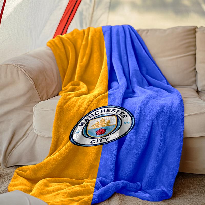 1pc Digital Print Nap Blanket, Manchester United Manchester City Blanket for Home Use, All Season Warmth, Christmas and Valentine's Day Gift Blanket