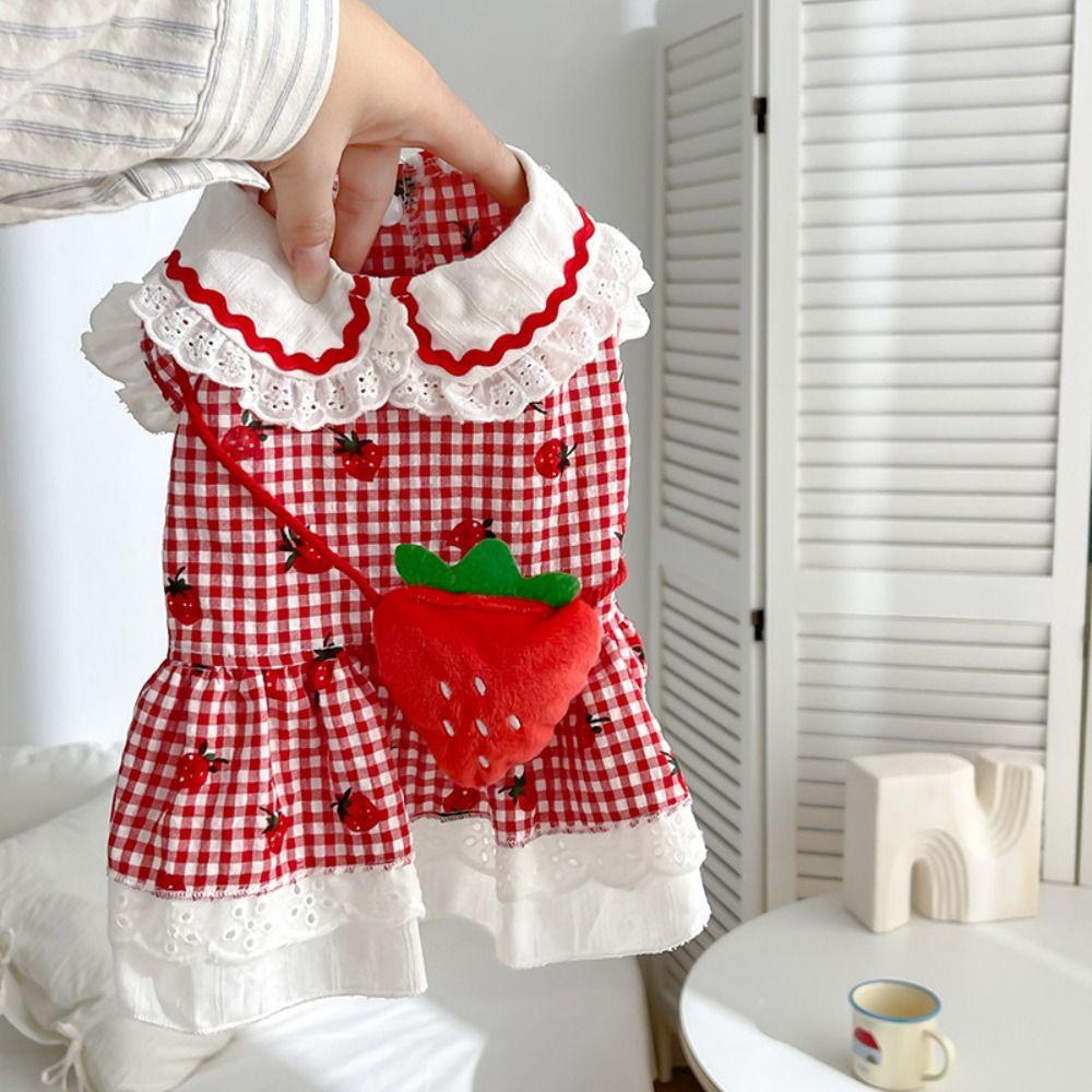 Breathable Pet Strawberry Dress Soft Pet Summer Clothes Fashion Dog Vest  Autumn
