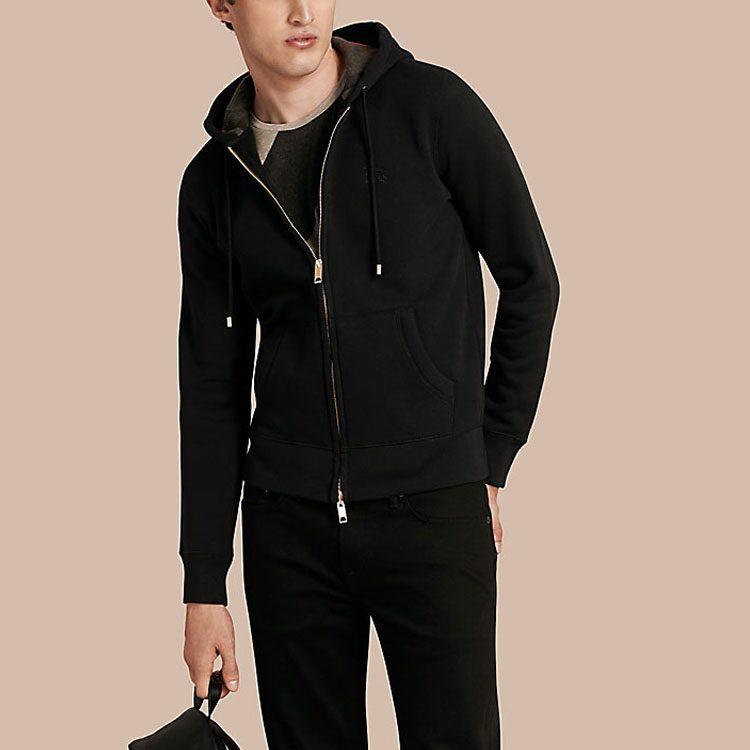 Burberry Мужская толстовка с капюшоном на молнии в клетку Clarendon Черный/Серый 40155581