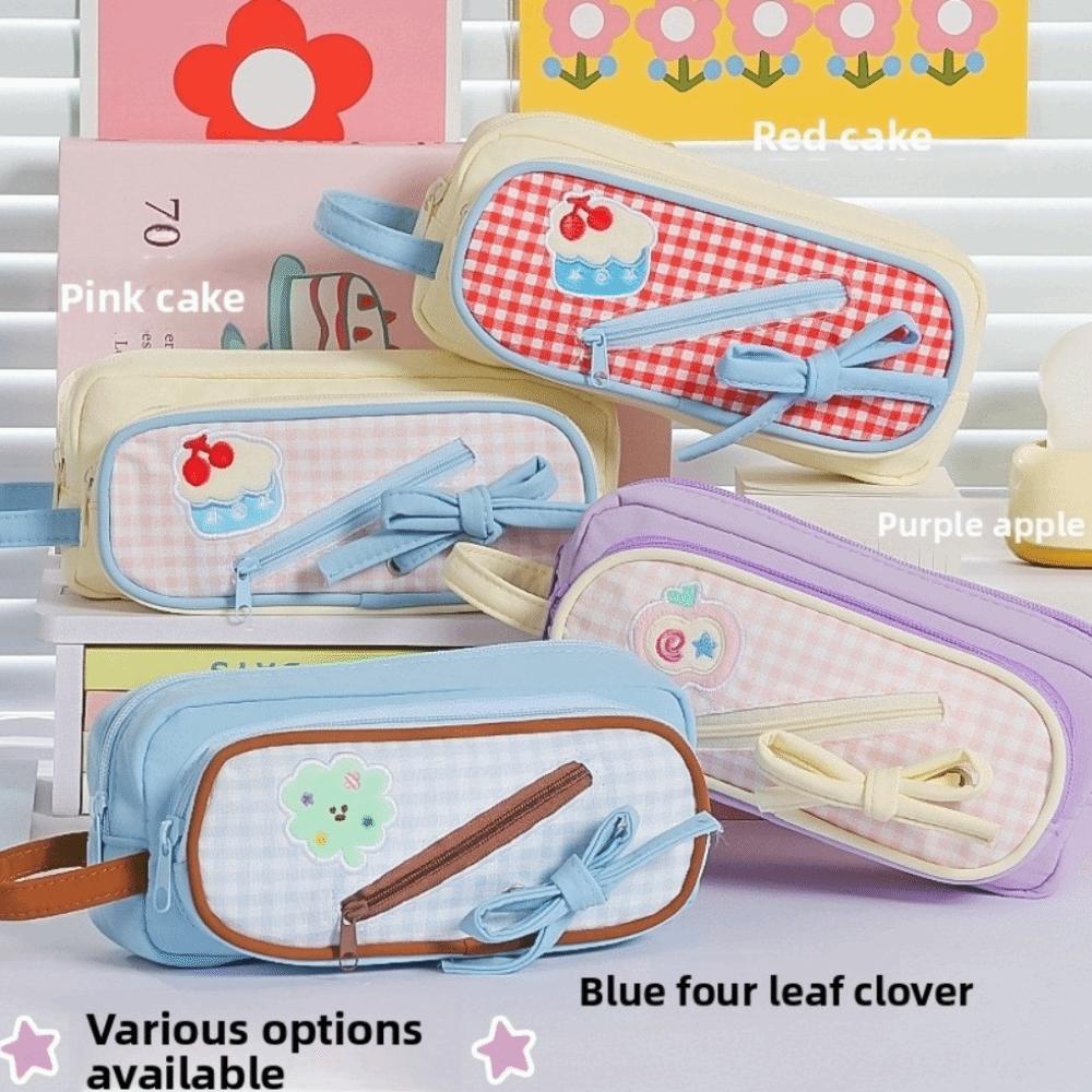 Handheld Korean Fruit Pencil Case Fruit Cherry Cake Print Pencil Pouch Office