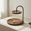 Двухъярусная открытая полка-подставка из дерева с металлическим каркасом, Nordic Grain Pattern
