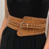 Adjustable Rivet Wide Waistbands Personalized Design Irregular Leather Belt  Party