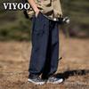Men's Oversized Y2K Clothes Navy Cargo Baggy Wide Leg Pants Trousers Drawstring Streetwear  Sweatpants Tactical Trousers For Men Hip Hop