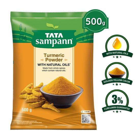 Порошок куркумы Tata Sampann с натуральными маслами, 500 г, порошок Haldi