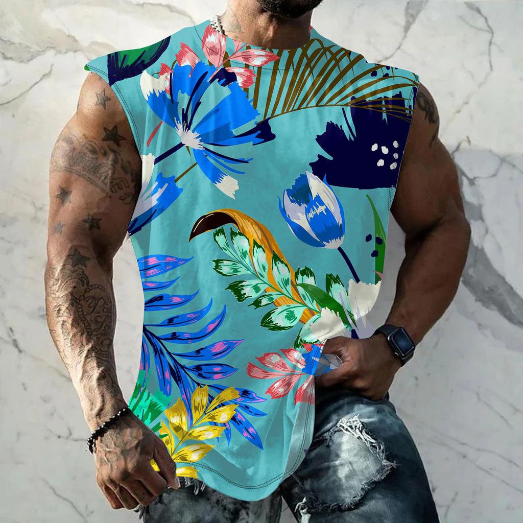 Мужская летняя пляжная майка для серфинга, большой размер, повседневный дышащий топ без рукавов, свободная майка с принтом, мужская рубашка