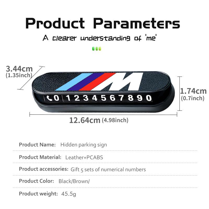 Suede Temporary Car Parking Phone Number Card Plate Park Stop For BMW M 1 3 4 5 6 7 Series X1 X3 X4 X5 G20 G38 F48 E36 E39 EPYFH1