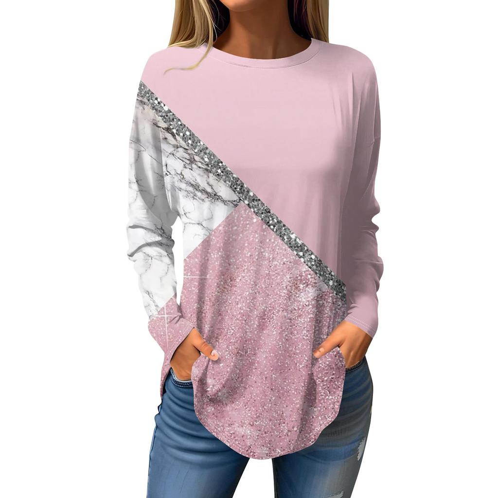 Fashion Women's Casual Long Sleeved Round Neck Printed Tops