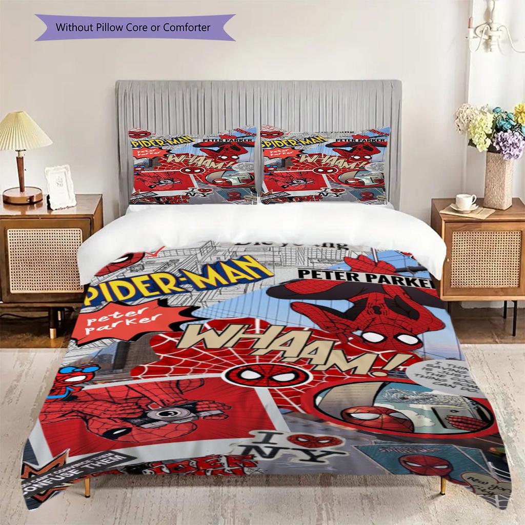 Spider-Man Superhero Series Bedroom Three-Piece Duvet Cover Bedding Set (1*Duvet Cover + 2*Pillowcase, Without Core)